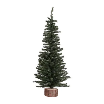 2' Mini Pine Artificial Christmas Tree with Wood Base