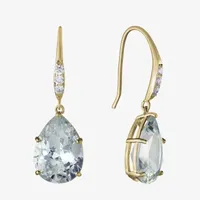 Sparkle Allure Cubic Zirconia 14K Gold Over Brass Oval Drop Earrings