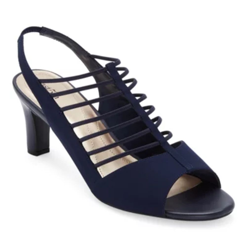 east 5th Womens Neville Round Peep Toe Block Heel Pumps