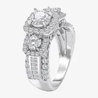 (I / I1) Love Lives Forever Womens 2 CT. T.W. Lab Grown White Diamond 10K or 14K Gold Cushion Side Stone 3-Stone Engagement Ring