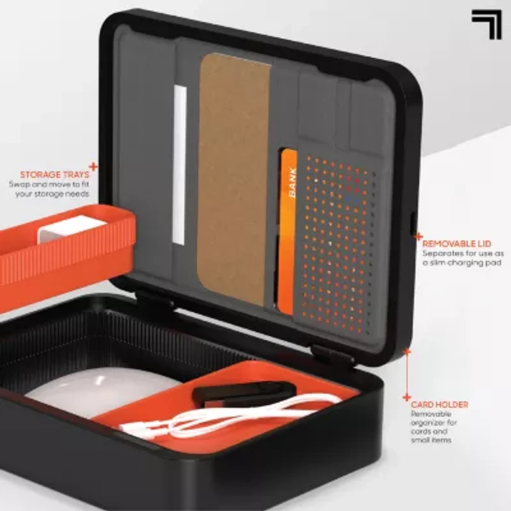Sharper Image Portable Storage Valet with Charging Pad