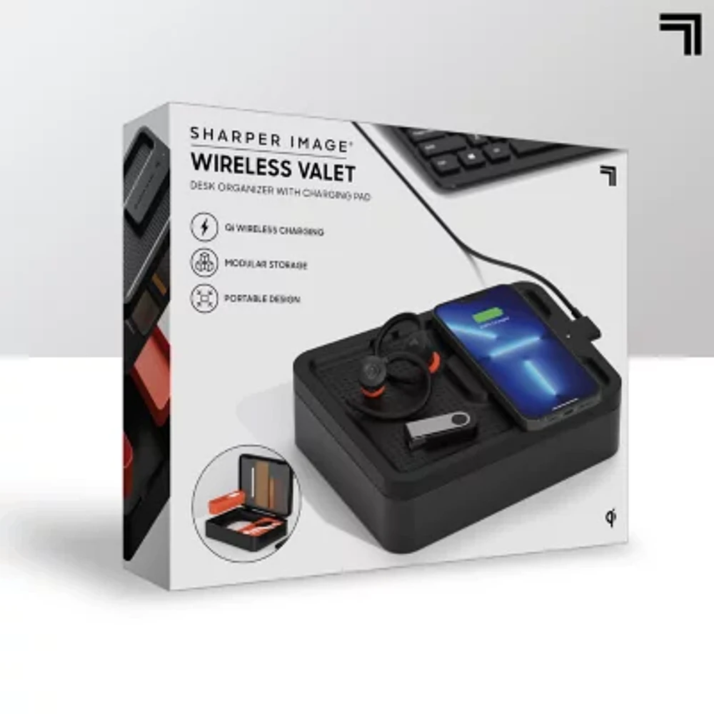 Sharper Image Portable Storage Valet with Charging Pad