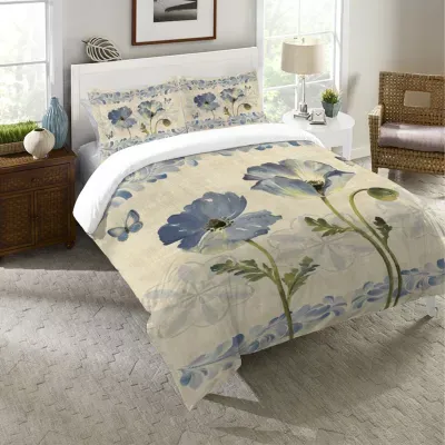 Laural Home Indigo Color Poppies Midweight Comforter