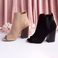 Qupid Womens Chandler Stacked Heel Booties