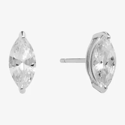 Silver Treasures Cubic Zirconia Sterling Silver 10mm Stud Earrings