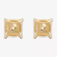 Silver Treasures Cubic Zirconia 14K Gold Over Silver 4.5mm Square Stud Earrings