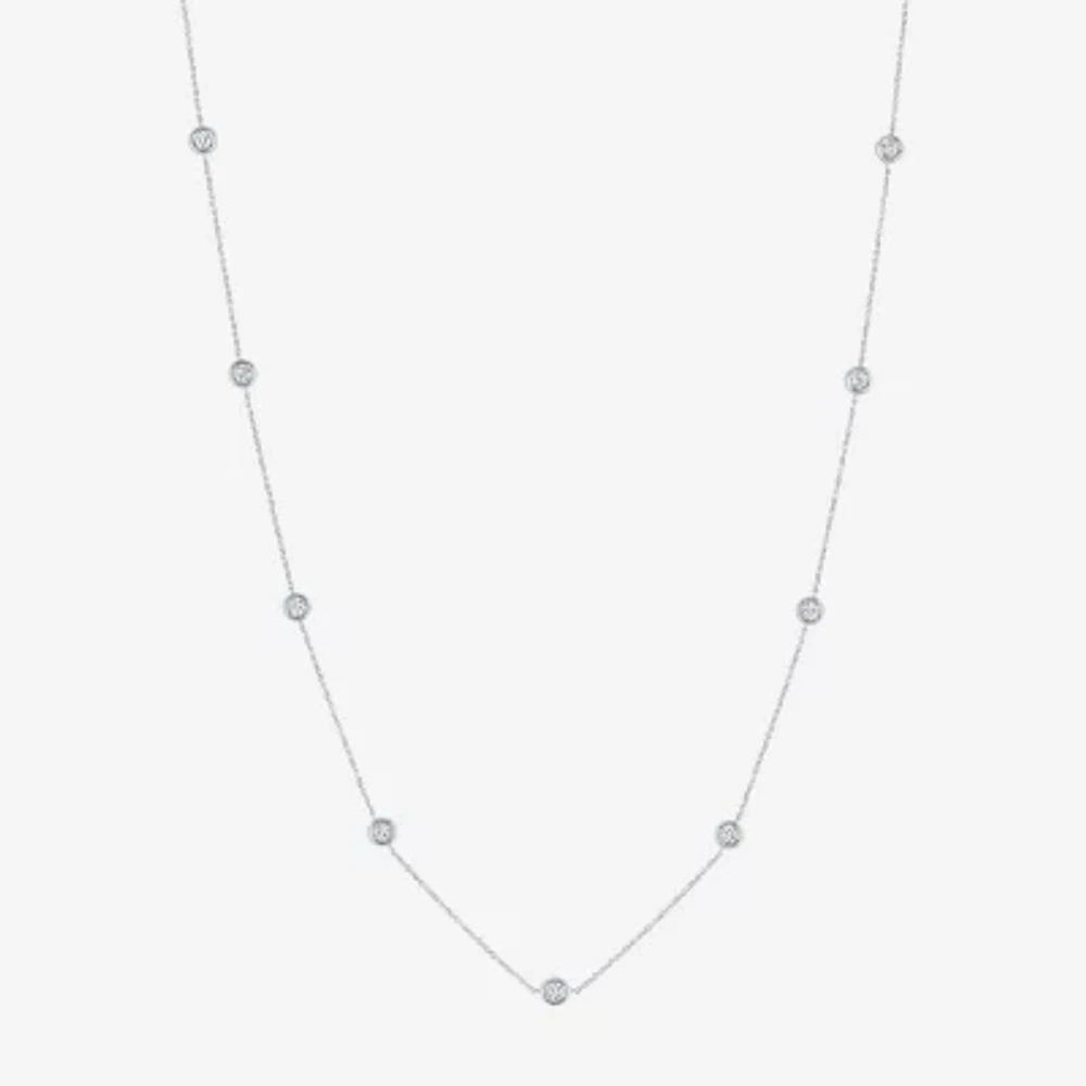 Diamond Addiction (G-H / Si2-I1) Womens White 10K Gold 18 Inch Tennis Necklace