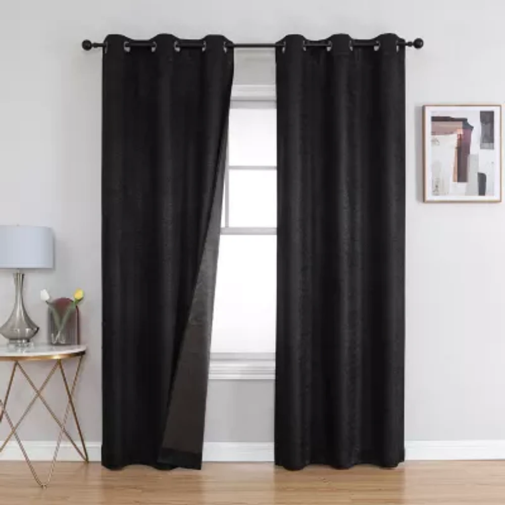 Regal Home Ripple Energy Saving Embossed Blackout Grommet Top Set of 2 Curtain Panel