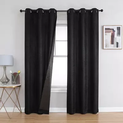 Regal Home Ripple Grommet Top Energy Saving Embossed Blackout Set of 2 Curtain Panels