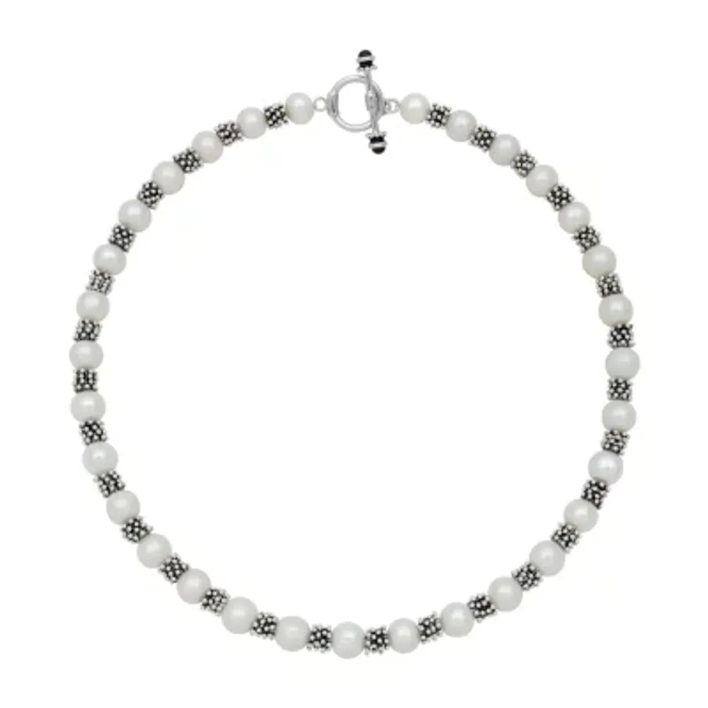 Womens White Sterling Silver Strand Necklace