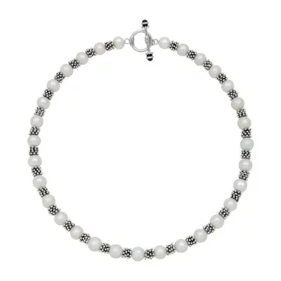 Womens White Sterling Silver Strand Necklace