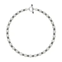Womens White Sterling Silver Strand Necklace