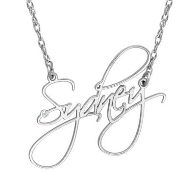 New White Diamond Accent Name Necklaces