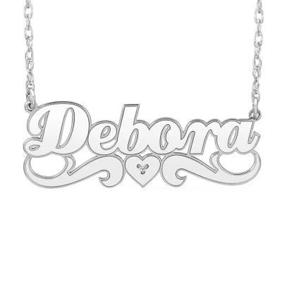 New White Diamond Accent Name Necklaces