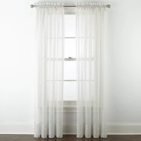 Home Expressions Lisette Geometric Print Sheer Rod Pocket Single Curtain Panel