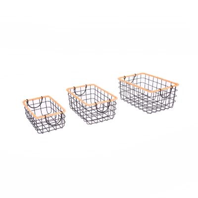 Baum Black Wire and Jute Rectangular Decorative Storage Baskets