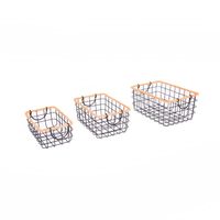 Baum Black Wire and Jute Rectangular Decorative Storage Baskets