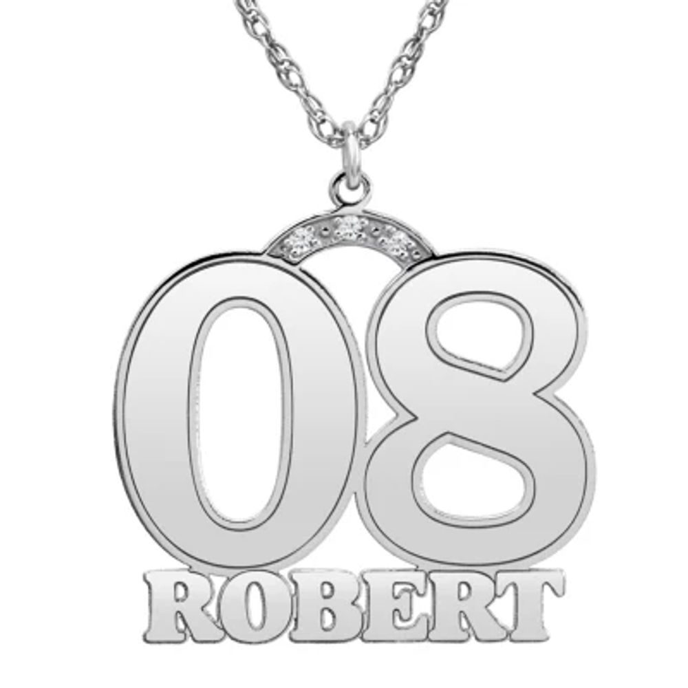 Womens White Diamond Accent Genuine Personalized Gold Pendant Necklace