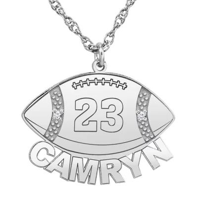 Womens Genuine White Diamond Accent Personalized Gold Pendant Necklace