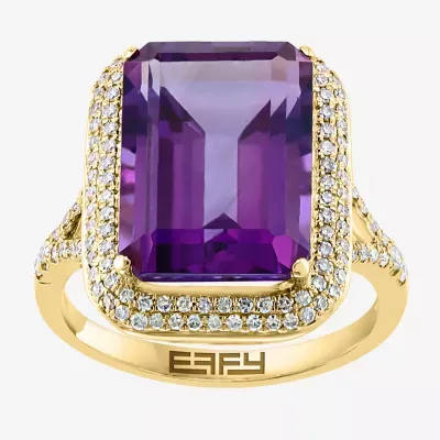 Effy Final Call Womens Genuine Purple Amethyst &  3/8 CT. T.W. Diamond 14K Gold Cocktail Ring