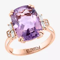 Effy Final Call Womens Genuine Pink Amethyst & 1/7 CT. T.W. Diamond 14K Rose Gold Cocktail Ring