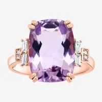 Effy Final Call Womens Genuine Pink Amethyst & 1/7 CT. T.W. Diamond 14K Rose Gold Cocktail Ring