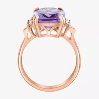 Effy Final Call Womens Genuine Pink Amethyst & 1/7 CT. T.W. Diamond 14K Rose Gold Cocktail Ring