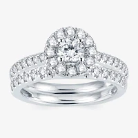 Modern Bride® Signature 1 CT T.W. Natural Diamond Halo14K White Gold Engagement Ring