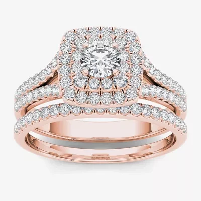 CT.T.W. Natural Diamond 10K Rose Gold Bridal Ring Set