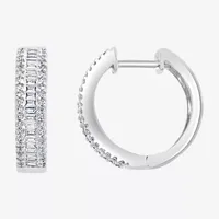 Effy  1/2 CT. T.W. Mined Diamond 14K White Gold 17.1mm Hoop Earrings