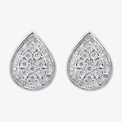 Effy  1/2 CT. T.W. Mined Diamond 14K White Gold 14.6mm Pear Stud Earrings