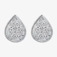 Effy  1/2 CT. T.W. Natural Diamond 14K White Gold 14.6mm Pear Stud Earrings