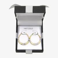 14K Two Tone Gold 26mm Round Hoop Earrings