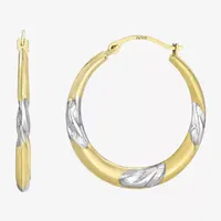 14K Two Tone Gold 26mm Round Hoop Earrings