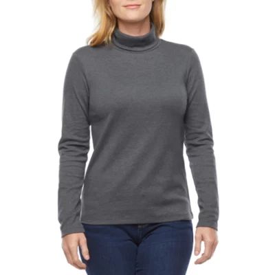 St. John's Bay Womens Turtleneck Long Sleeve T-Shirt