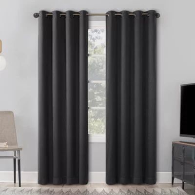 Sun Zero Orleans Energy Saving 100% Blackout Grommet Top Single Curtain Panel