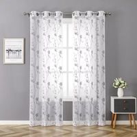 Regal Home Flynn Matte Embroidered Sheer Grommet Top Set of 2 Curtain Panel