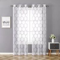 Regal Home Layla Matte Embroidered Sheer Grommet Top Set of 2 Curtain Panel