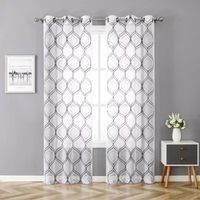 Regal Home Layla Matte Embroidered Sheer Grommet Top Set of 2 Curtain Panel