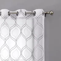 Regal Home Layla Matte Embroidered Sheer Grommet Top Set of 2 Curtain Panel