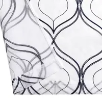 Regal Home Layla Matte Embroidered Sheer Grommet Top Set of 2 Curtain Panel