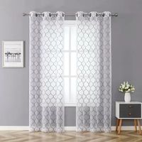 Regal Home Mavrick Matte Embroidered Sheer Grommet Top Set of 2 Curtain Panel