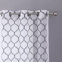 Regal Home Mavrick Matte Embroidered Sheer Grommet Top Set of 2 Curtain Panel