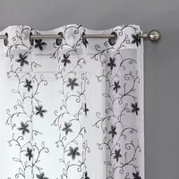 Regal Home Rochelle Metallic Embroidered Sheer Grommet Top Set of 2 Curtain Panel