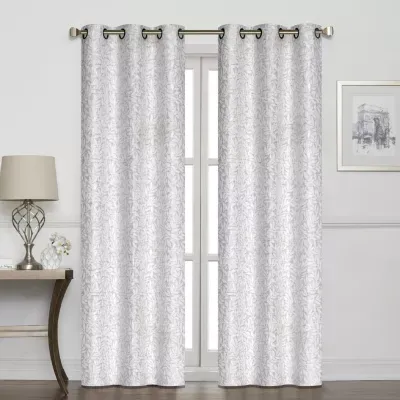 Regal Home Hadley Jacquard Embellished Light-Filtering Grommet Top Set of 2 Curtain Panel