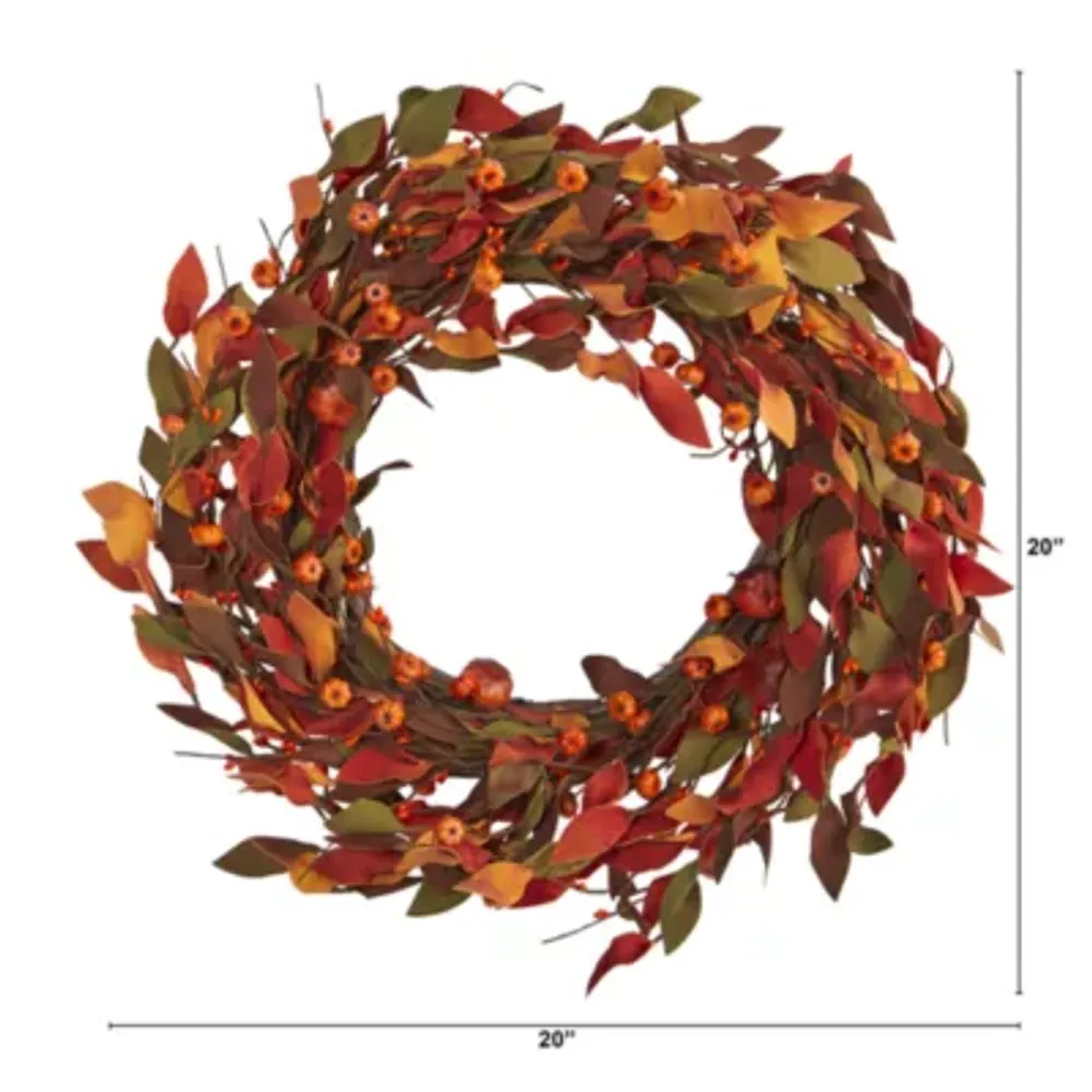 Nearly Natural Harvest Pumpkin Wreath