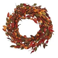 Nearly Natural Harvest Pumpkin Wreath