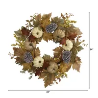 Nearly Natural Fall Pumpkin Artificial Wreath