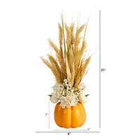 Nearly Natural 21" Autumn Pumpkin Vase Floral Arrangement