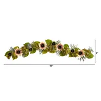 Nearly Natural 5' Sunflower  Hydrangea Faux Thanksgiving Garland